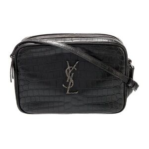 Saint Laurent Black Embossed Leather Lou Camera Bag